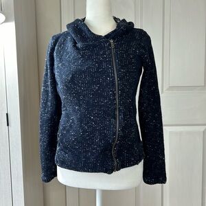 Lucky Brand Navy Blue Stretch Zip Front Hoddie/Jacket Sz S